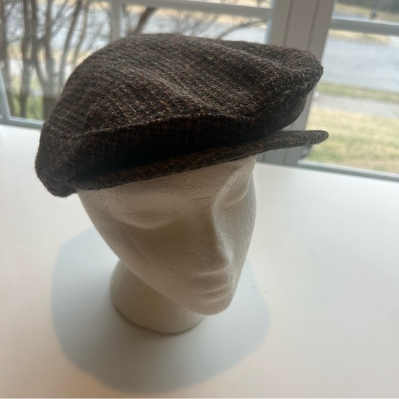 Vintage RARE Pure Wool houndstooth paige boy hat brown USA retro y2k - Picture 2 of 8